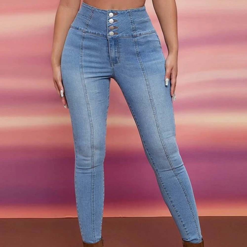 Button Fly Skinny Jeans